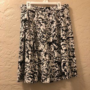 black and white floral patterned skirt